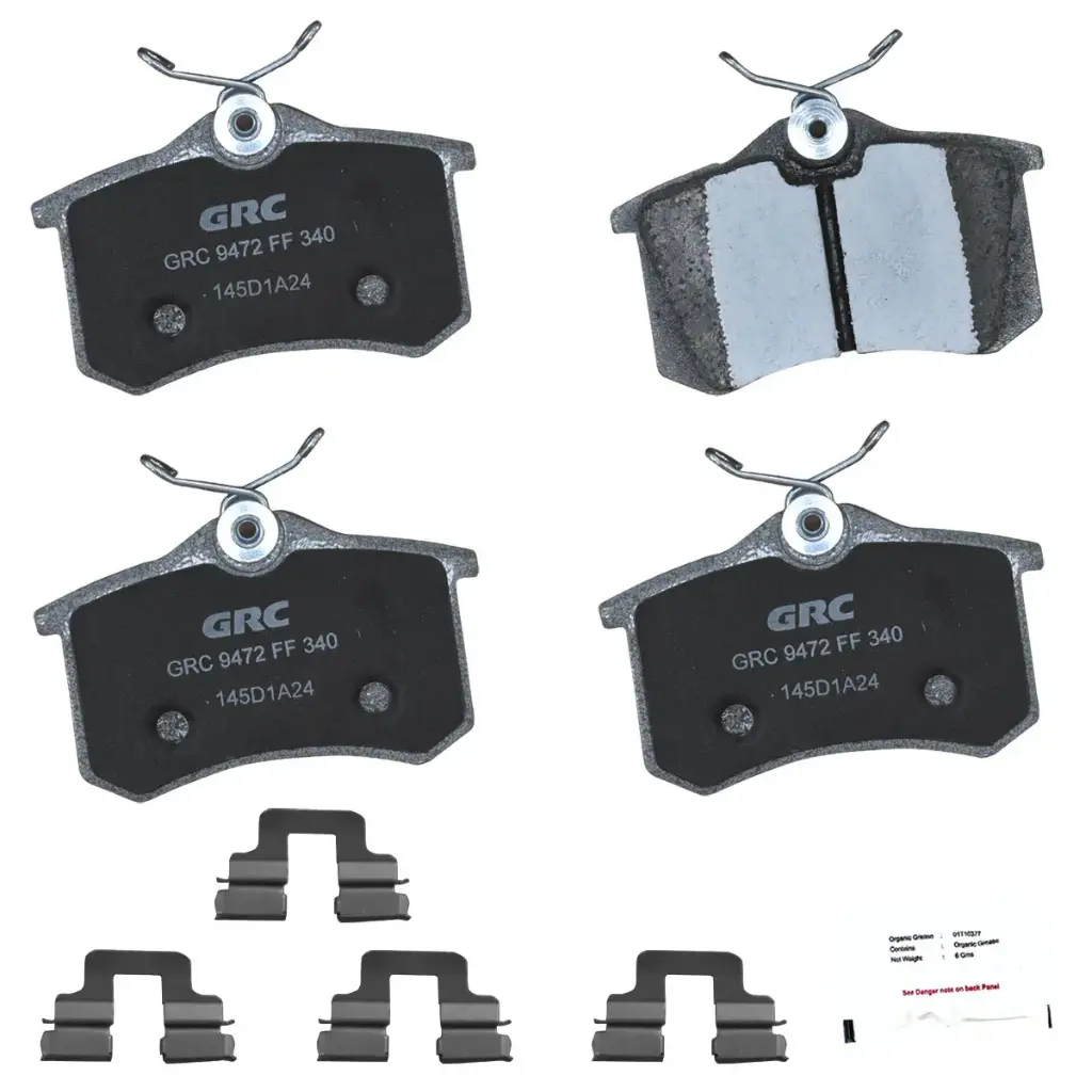Balatas Traseras de Disco Volkswagen Jetta, Clasico, Golf, Corrado, Passat, Cabrio, Saveiro, Derby, Beetle, Beetle Cabrio, R32, Jetta City,  Polo, Nivus, Quantum, Scirocco, Peugeot 405, 307, 207, 208, 208 GT,  Audi A4,  A6 Quattro, A6, A3, TT, TT Quattro, A8 Quattro, S4, S8, S6, A4 Quattro, S3, A3 Quattro,  A1, Allroad Quattro, Renault Scenic,  Fluence,  Clio, Seat Leon, Toledo, Cordoba, Ibiza, Megane, Scenic II, Euro Clio, Nuevo Ibiza, Exeo, Arona, MG 5, ZS, 5,   RX5  GPRD340